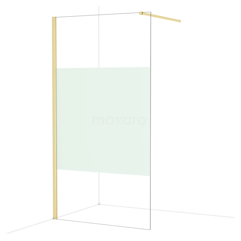 Diamond Inloopdouche | 110 cm Glanzend lichtgoud Helder met matte strook Vaste wand IDA11113GLG