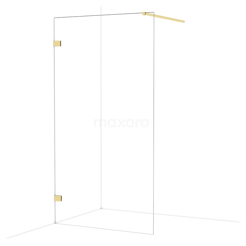 Diamond Inloopdouche | 110 cm Glanzend lichtgoud Helder glas Vaste wand IDA11120GLG