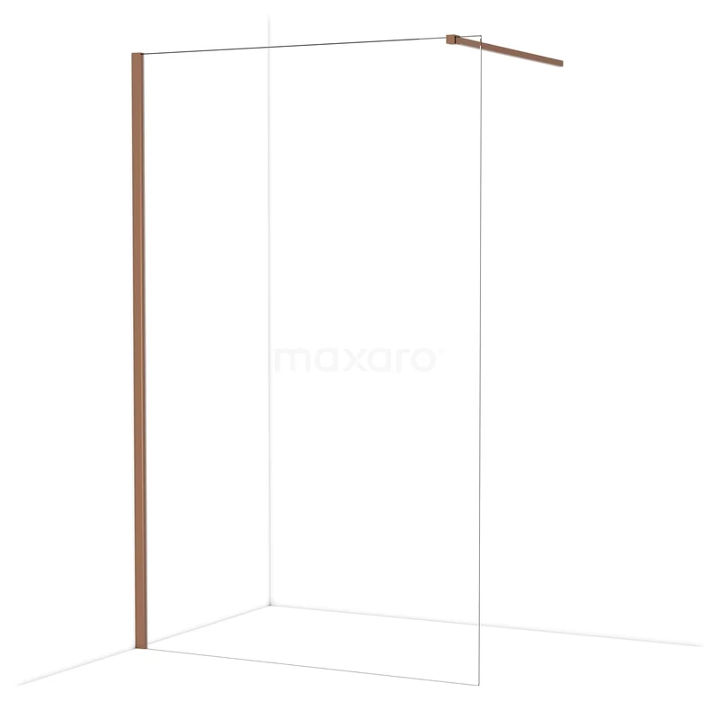 Diamant begehbare Dusche 130cm Kupfer glänzend Klarglas Festwand IDA13110GKP Duschwand mit kupferfarbenem Profil, minimalistisches Design und Klarglas, perfekt für einen modernen Badezimmerstil.