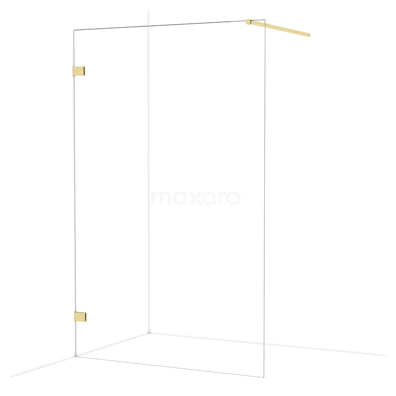 Diamond Inloopdouche | 130 cm Glanzend lichtgoud Helder glas Vaste wand IDA13120GLG