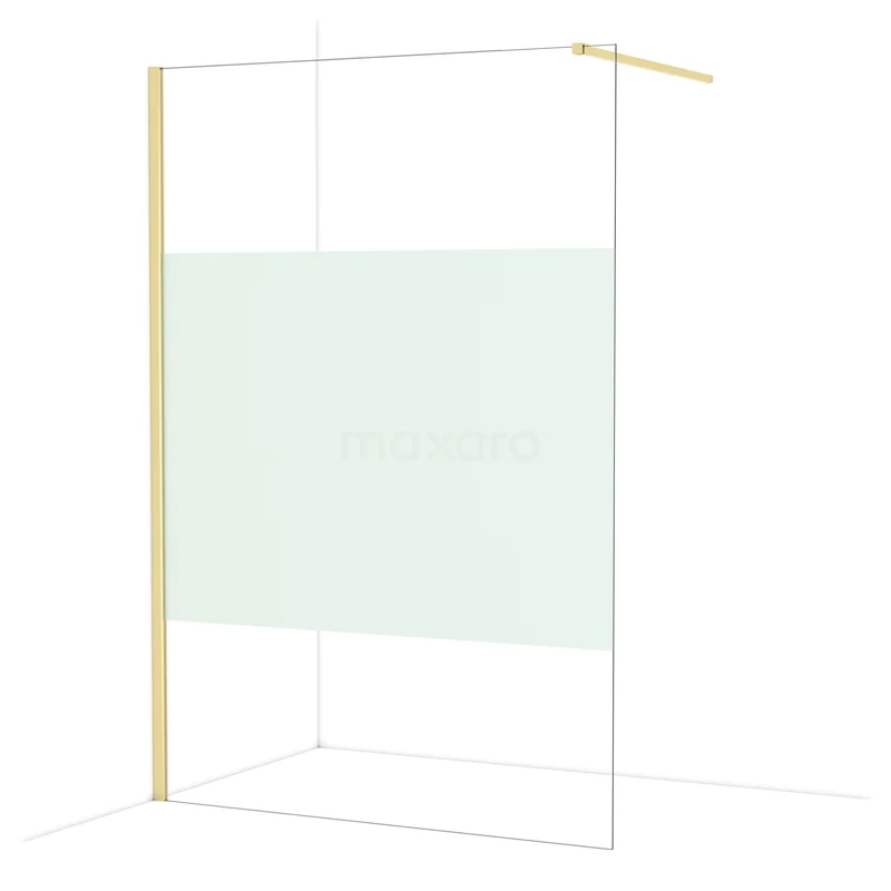 Diamond Inloopdouche | 140 cm Glanzend lichtgoud Helder met matte strook Vaste wand IDA14113GLG