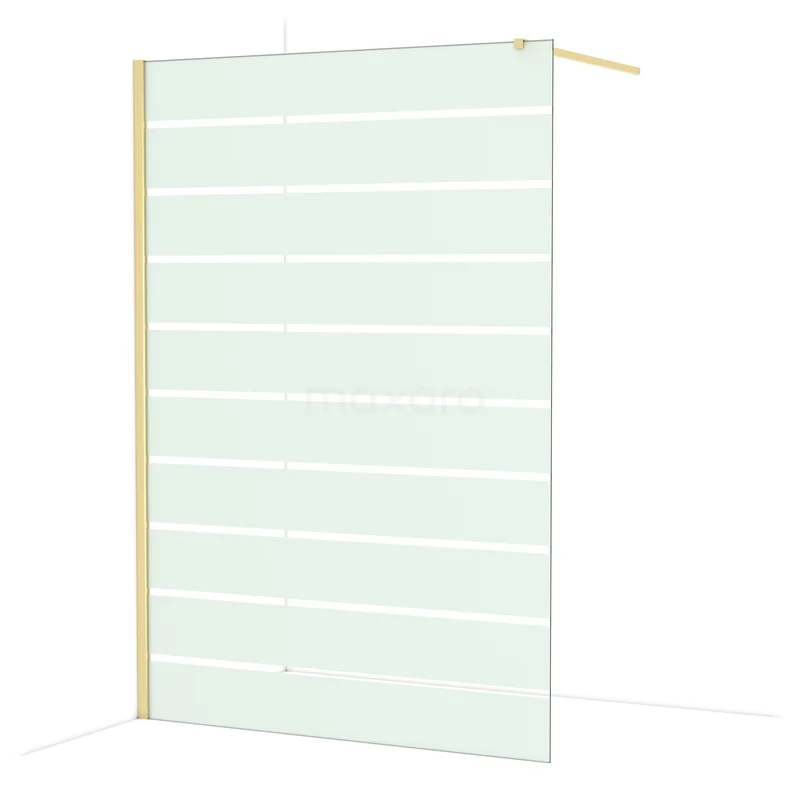 Diamond Inloopdouche | 140 cm Glanzend lichtgoud Helder met matte strepen Vaste wand IDA14116GLG