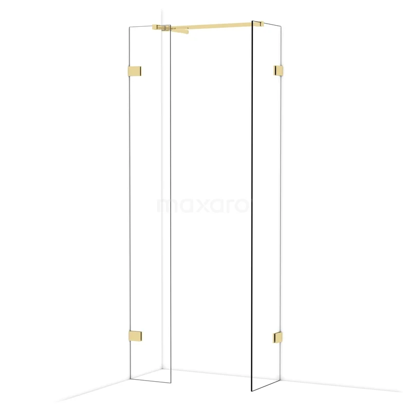 Begehbare Duschen IDB0304520GLG Glasene Duschtür mit goldfarbenen Scharnieren, elegantes Design im modernen Badezimmeraccessoire-Stil.