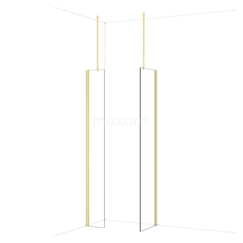 Begehbare Duschen IDB0305910GLG Gold matt Schwarz Duschwand mit Klarglas und klarem Design, perfekt für ein modernes Badezimmer.