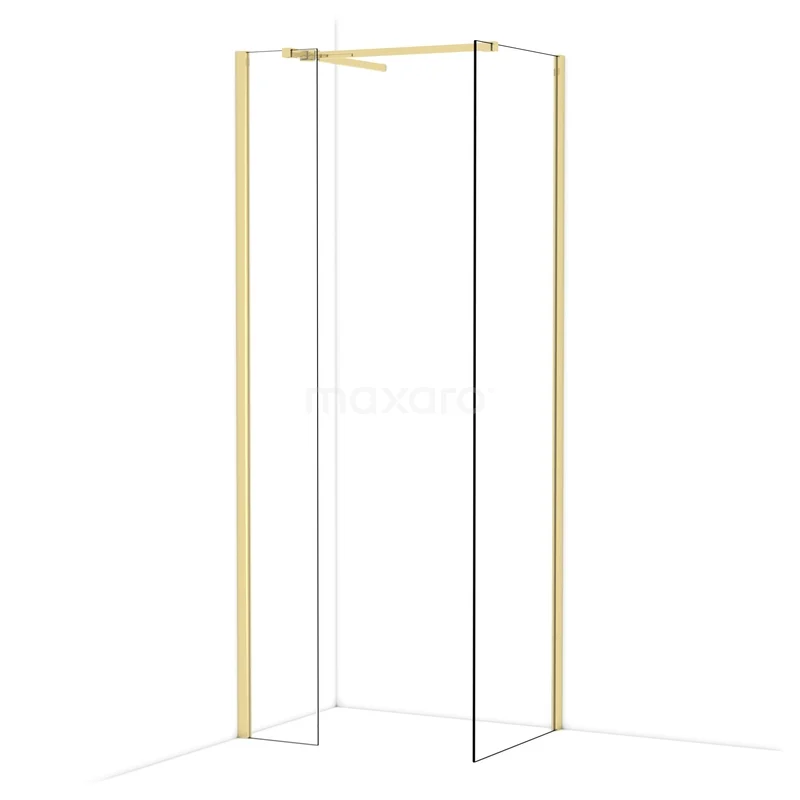 Begehbare Duschen IDB0306510GLG Minimalistische Glasduschwand mit goldfarbenem Rahmen, perfekt als stilvolle Ergänzung zu einem modernen Badezimmer.