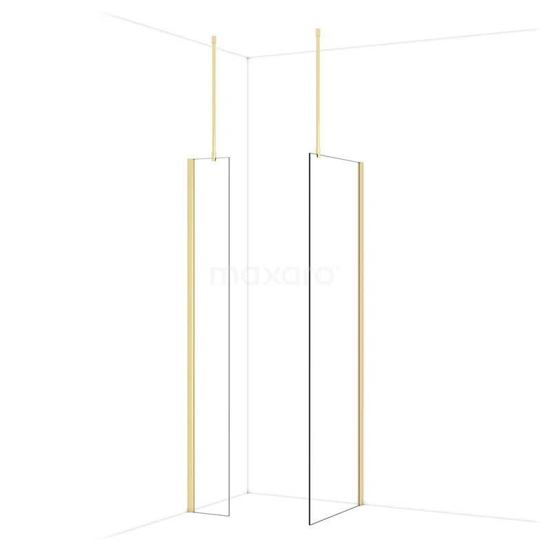 Diamond Inloopdouche | 70x30 cm Glanzend lichtgoud Helder glas 2 vaste wanden IDB0307910GLG Diamond Inloopdouche | 70x30 cm Glanzend lichtgoud Helder glas 2 vaste wanden IDB0307910GLG
