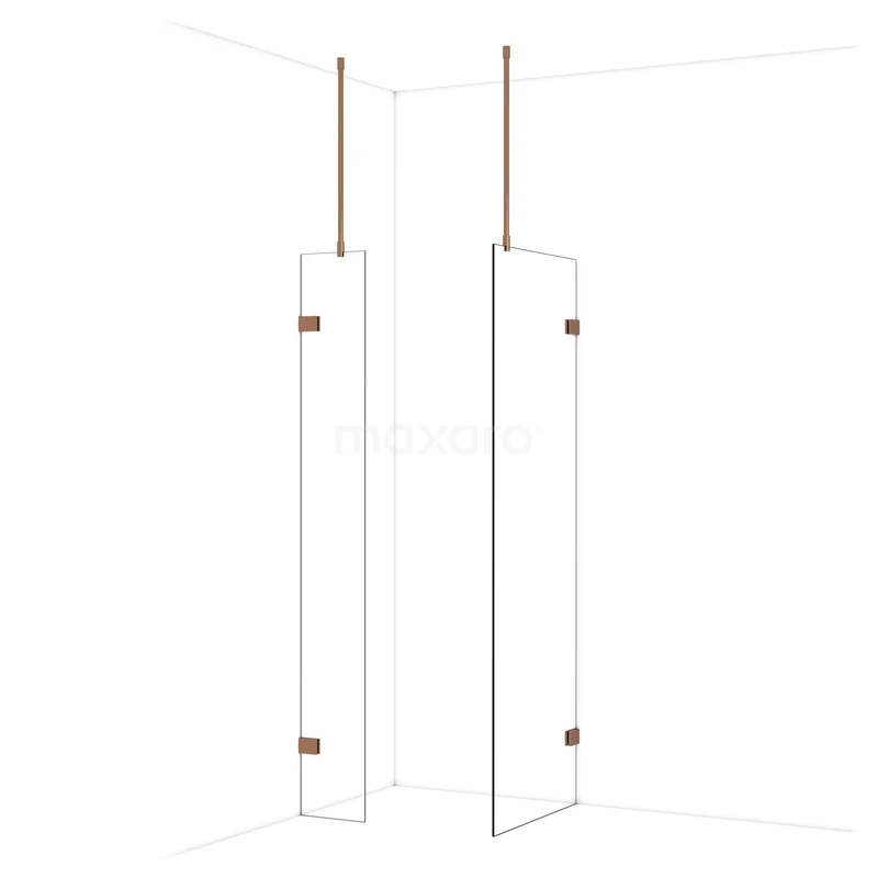 Diamond Walk-in shower | 70x30 cm Glanzend koper Clear glass 2 fixed walls IDB0307920GKP Diamond Walk-in shower | 70x30 cm Glanzend koper Clear glass 2 fixed walls IDB0307920GKP
