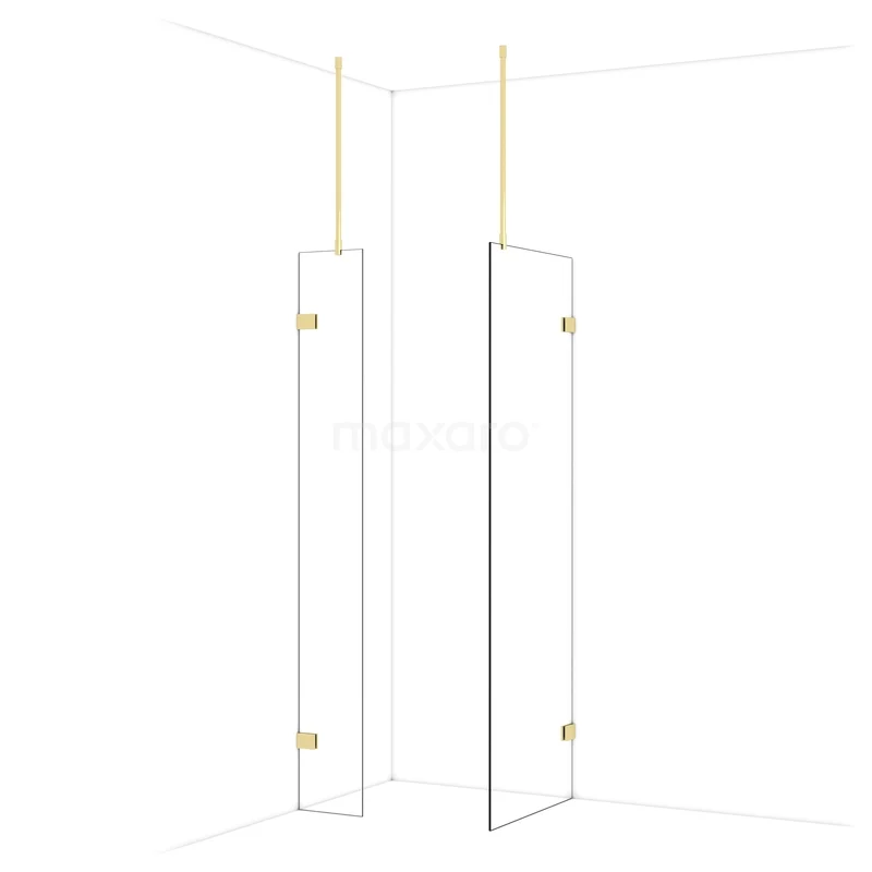 Diamond Inloopdouche | 70x30 cm Glanzend lichtgoud Helder glas 2 vaste wanden IDB0307920GLG Diamond Inloopdouche | 70x30 cm Glanzend lichtgoud Helder glas 2 vaste wanden IDB0307920GLG