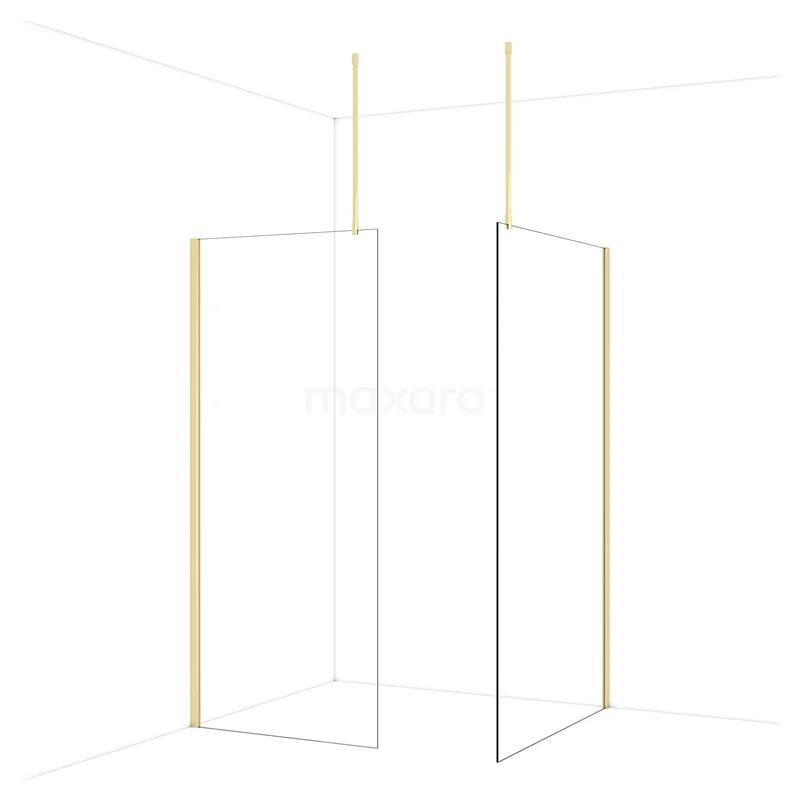 Diamond Walk-in shower | 120x90 cm Glanzend lichtgoud Clear glass 2 fixed walls IDB0912910GLG Diamond Walk-in shower | 120x90 cm Glanzend lichtgoud Clear glass 2 fixed walls IDB0912910GLG