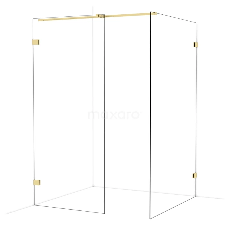 Diamond Walk-in shower | 130x90 cm Glanzend lichtgoud Clear glass 2 fixed walls IDB0913320GLG Diamond Walk-in shower | 130x90 cm Glanzend lichtgoud Clear glass 2 fixed walls IDB0913320GLG