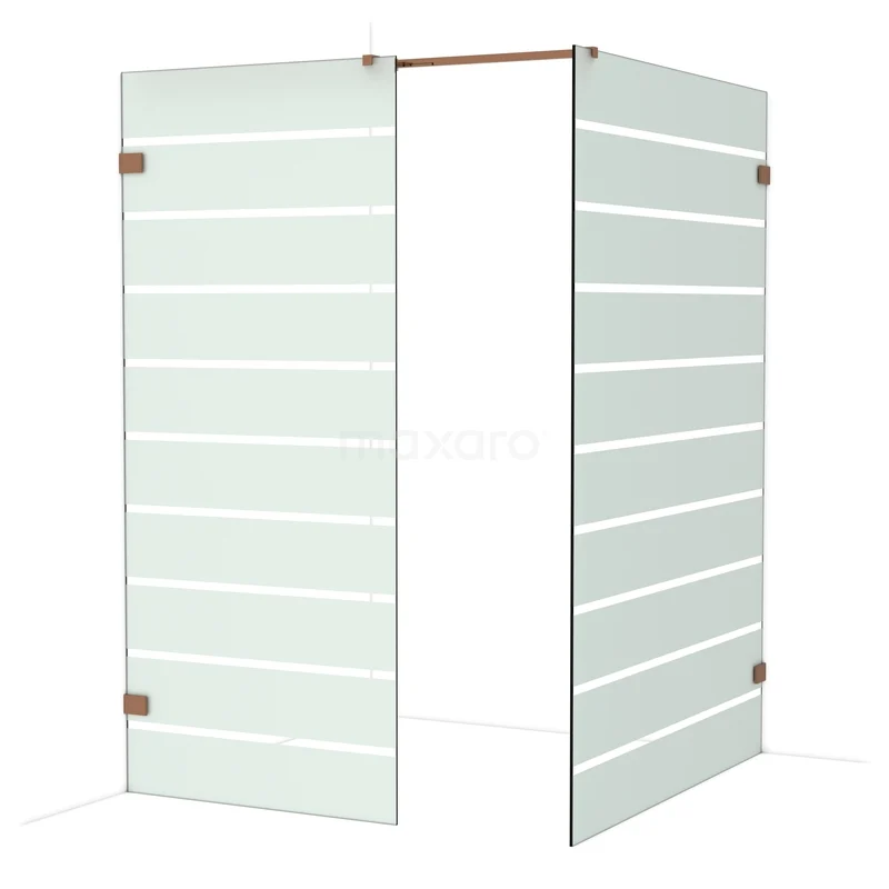 Diamond Walk-in shower | 140x90 cm Glanzend koper Clear with matt stripes 2 fixed walls IDB0914326GKP Diamond Walk-in shower | 140x90 cm Glanzend koper Clear with matt stripes 2 fixed walls IDB0914326GKP