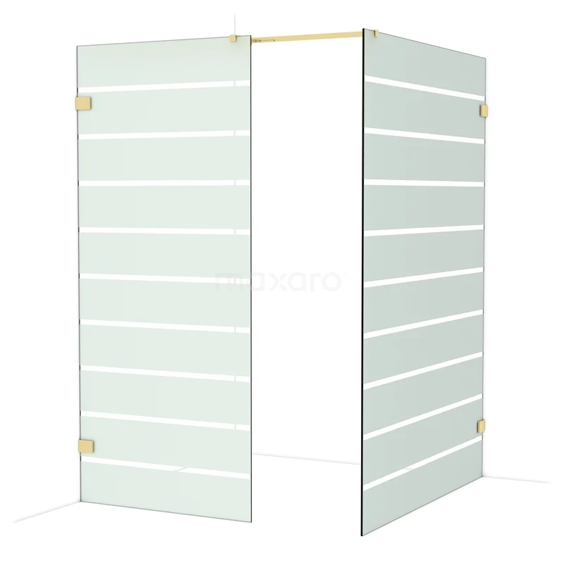Diamond Walk-in shower | 140x90 cm Glanzend lichtgoud Clear with matt stripes 2 fixed walls IDB0914326GLG Diamond Walk-in shower | 140x90 cm Glanzend lichtgoud Clear with matt stripes 2 fixed walls IDB0914326GLG