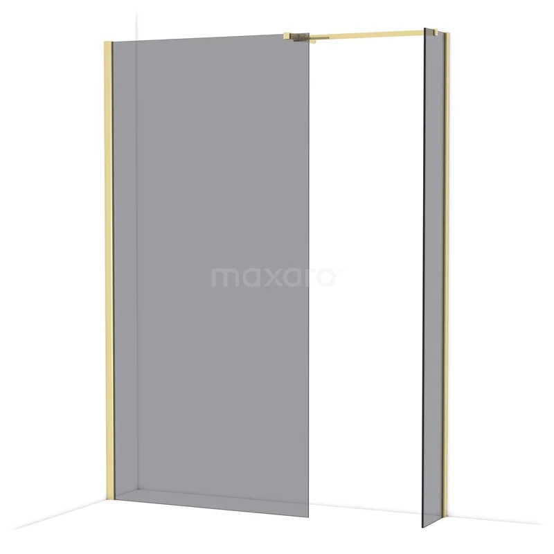 Diamond Walk-in shower | 100x30 cm Glanzend lichtgoud Smoke glass 2 fixed walls IDB1003511GLG Diamond Walk-in shower | 100x30 cm Glanzend lichtgoud Smoke glass 2 fixed walls IDB1003511GLG