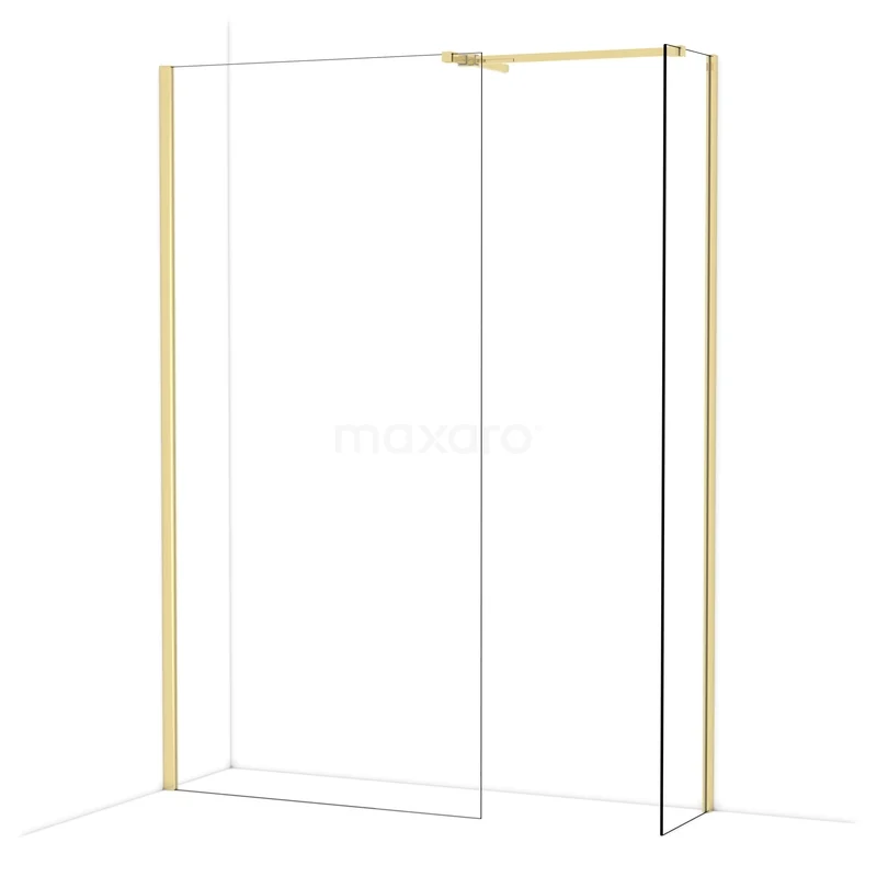 Diamond Walk-in shower | 100x40 cm Glanzend lichtgoud Clear glass 2 fixed walls IDB1004510GLG Diamond Walk-in shower | 100x40 cm Glanzend lichtgoud Clear glass 2 fixed walls IDB1004510GLG