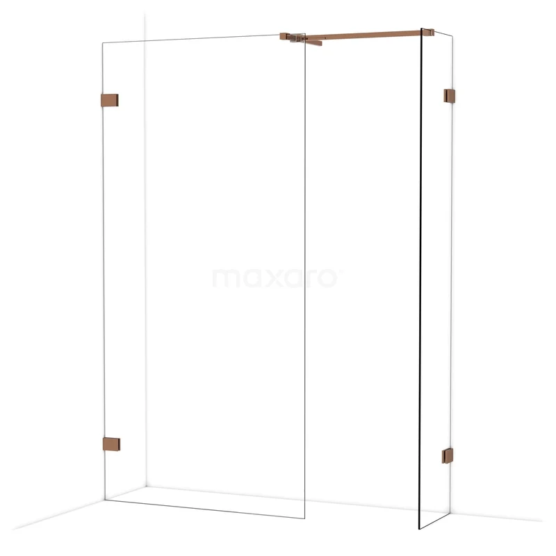 Diamond Walk-in shower | 100x40 cm Glanzend koper Clear glass 2 fixed walls IDB1004520GKP Diamond Walk-in shower | 100x40 cm Glanzend koper Clear glass 2 fixed walls IDB1004520GKP
