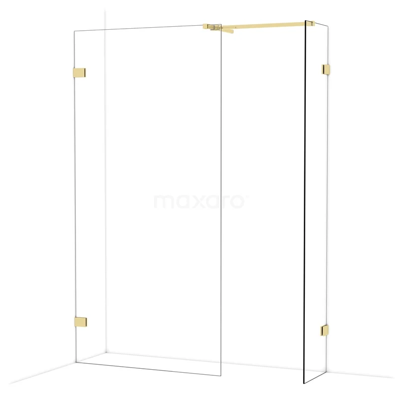 Begehbare Duschen IDB1004520GLG Glas Duschwand mit goldfarbenen Scharnieren, modernes und minimalistisches Design, perfekt für ein stilvolles Badezimmer.