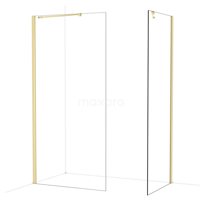Diamond Walk-in shower | 100x80 cm Glanzend lichtgoud Clear glass 2 fixed walls IDB1008410GLG Diamond Walk-in shower | 100x80 cm Glanzend lichtgoud Clear glass 2 fixed walls IDB1008410GLG