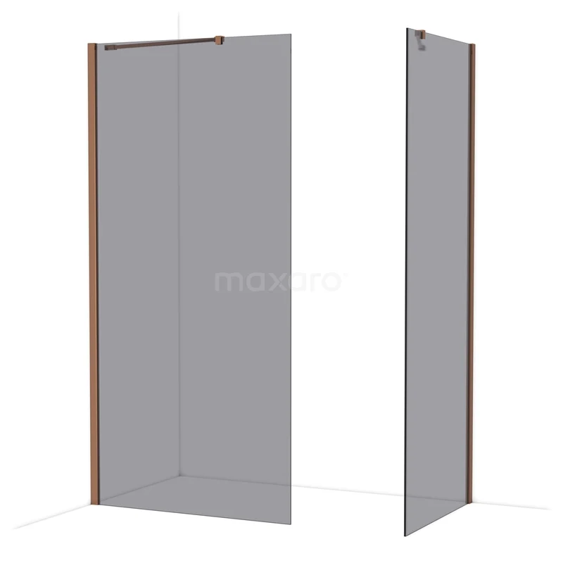 Diamond Walk-in shower | 100x80 cm Glanzend koper Smoke glass 2 fixed walls IDB1008411GKP Diamond Walk-in shower | 100x80 cm Glanzend koper Smoke glass 2 fixed walls IDB1008411GKP