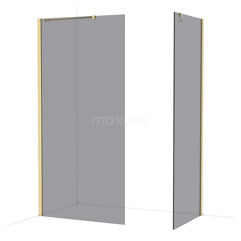 Diamond Walk-in shower | 100x80 cm Glanzend lichtgoud Smoke glass 2 fixed walls IDB1008411GLG Diamond Walk-in shower | 100x80 cm Glanzend lichtgoud Smoke glass 2 fixed walls IDB1008411GLG