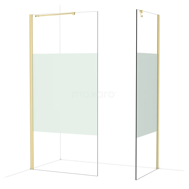 Diamond Walk-in shower | 100x80 cm Glanzend lichtgoud Clear with matt strip 2 fixed walls IDB1008413GLG Diamond Walk-in shower | 100x80 cm Glanzend lichtgoud Clear with matt strip 2 fixed walls IDB1008413GLG