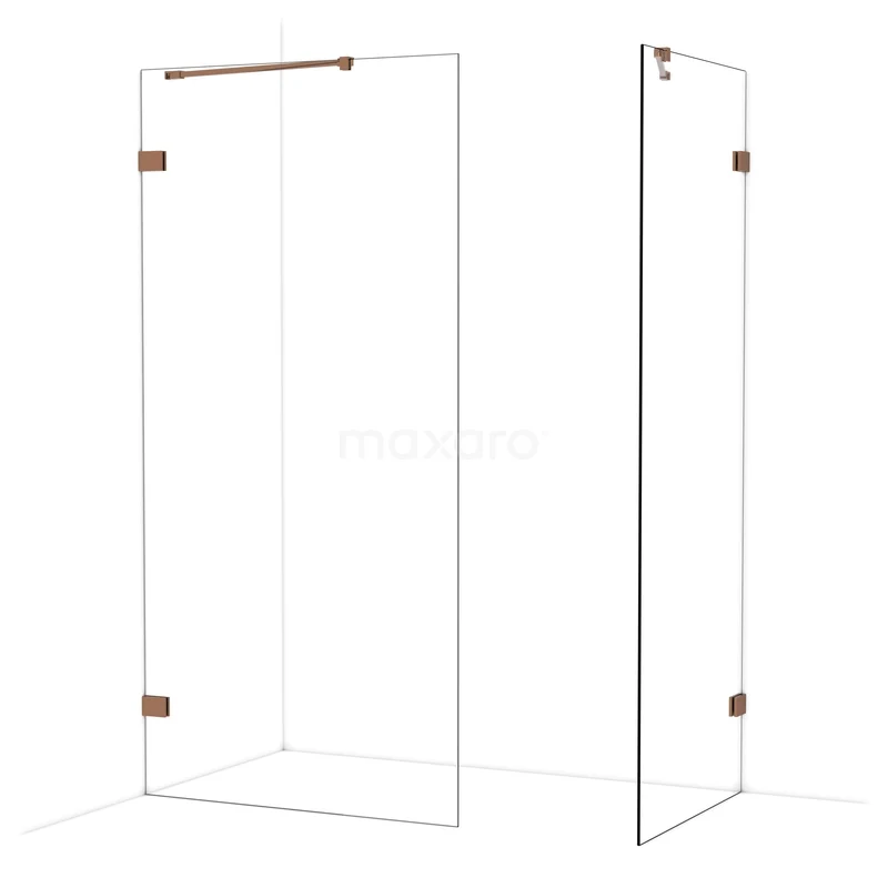 Diamond Walk-in shower | 100x80 cm Glanzend koper Clear glass 2 fixed walls IDB1008420GKP Diamond Walk-in shower | 100x80 cm Glanzend koper Clear glass 2 fixed walls IDB1008420GKP