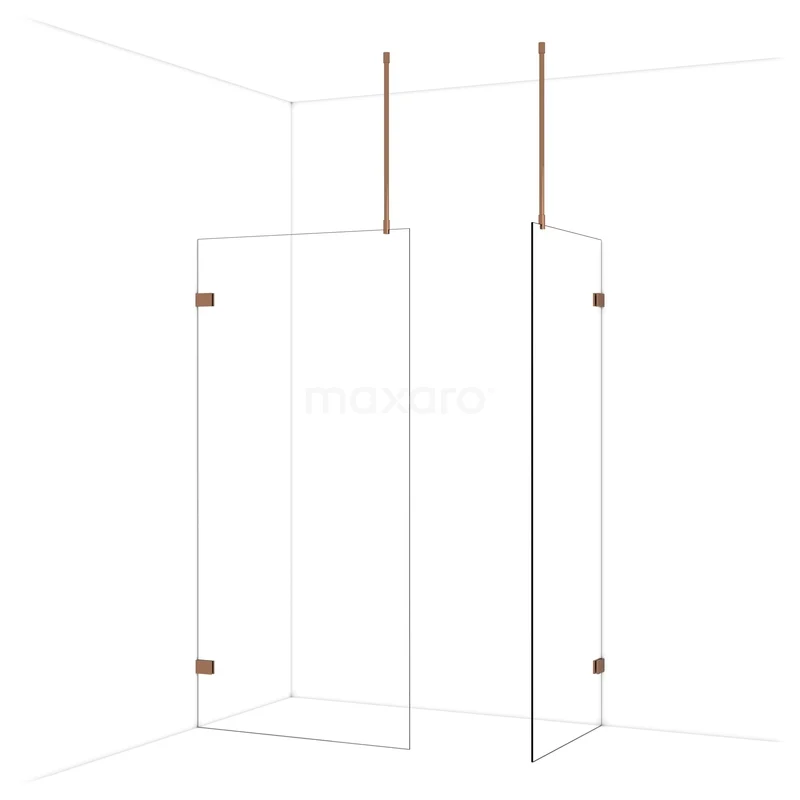 Diamond Walk-in shower | 100x80 cm Glanzend koper Clear glass 2 fixed walls IDB1008920GKP Diamond Walk-in shower | 100x80 cm Glanzend koper Clear glass 2 fixed walls IDB1008920GKP