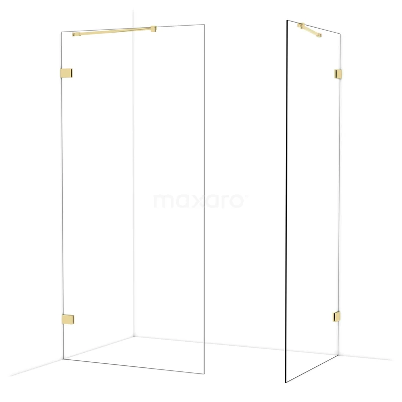Diamond Inloopdouche | 100x90 cm Glanzend lichtgoud Helder glas 2 vaste wanden IDB1009420GLG Diamond Inloopdouche | 100x90 cm Glanzend lichtgoud Helder glas 2 vaste wanden IDB1009420GLG