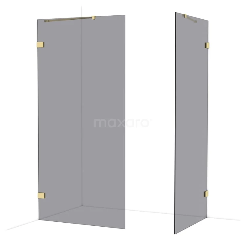 Begehbare Duschen IDB1009421GLG Glasdouchedeur mit goldenen Scharnieren, eckiges Design, ideal für moderne Bäder, aus langlebigem Material gefertigt.