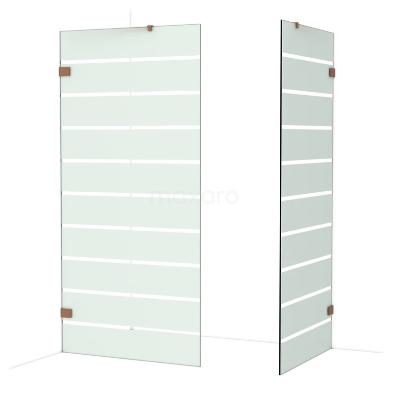 Diamond Inloopdouche | 100x90 cm Glanzend koper Helder met matte strepen 2 vaste wanden IDB1009426GKP Diamond Inloopdouche | 100x90 cm Glanzend koper Helder met matte strepen 2 vaste wanden IDB1009426GKP