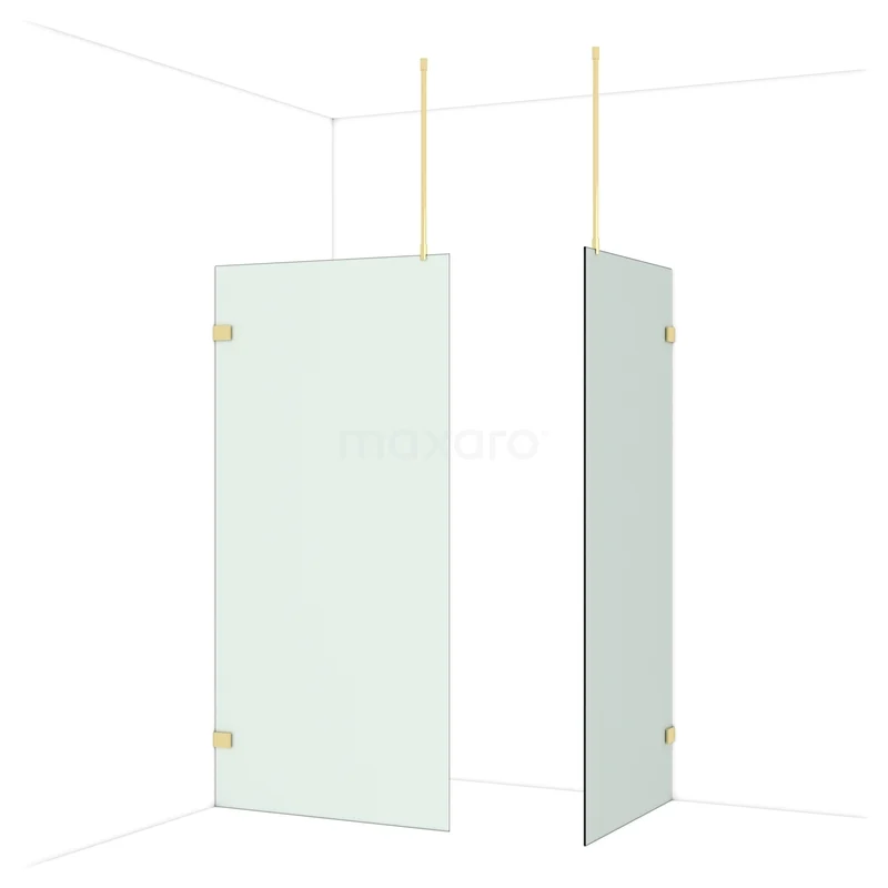 Diamond Walk-in shower | 100x90 cm Glanzend lichtgoud Frosted glass 2 fixed walls IDB1009927GLG Diamond Walk-in shower | 100x90 cm Glanzend lichtgoud Frosted glass 2 fixed walls IDB1009927GLG