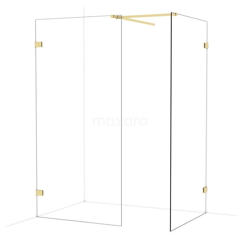 Diamond Walk-in shower | 100x100 cm Glanzend lichtgoud Clear glass 2 fixed walls IDB1010520GLG Diamond Walk-in shower | 100x100 cm Glanzend lichtgoud Clear glass 2 fixed walls IDB1010520GLG