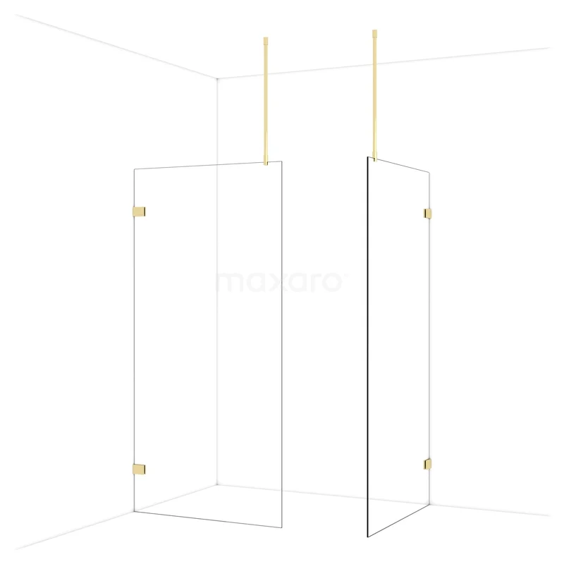 Diamond Inloopdouche | 100x100 cm Glanzend lichtgoud Helder glas 2 vaste wanden IDB1010920GLG Diamond Inloopdouche | 100x100 cm Glanzend lichtgoud Helder glas 2 vaste wanden IDB1010920GLG