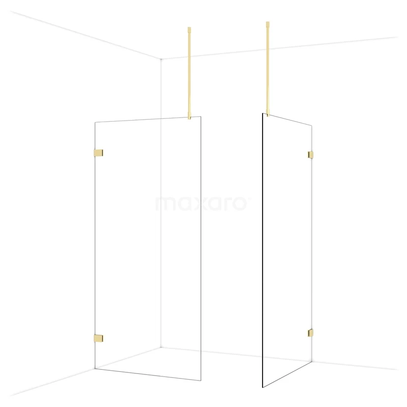 Diamond Walk-in shower | 110x100 cm Glanzend lichtgoud Clear glass 2 fixed walls IDB1011920GLG Diamond Walk-in shower | 110x100 cm Glanzend lichtgoud Clear glass 2 fixed walls IDB1011920GLG