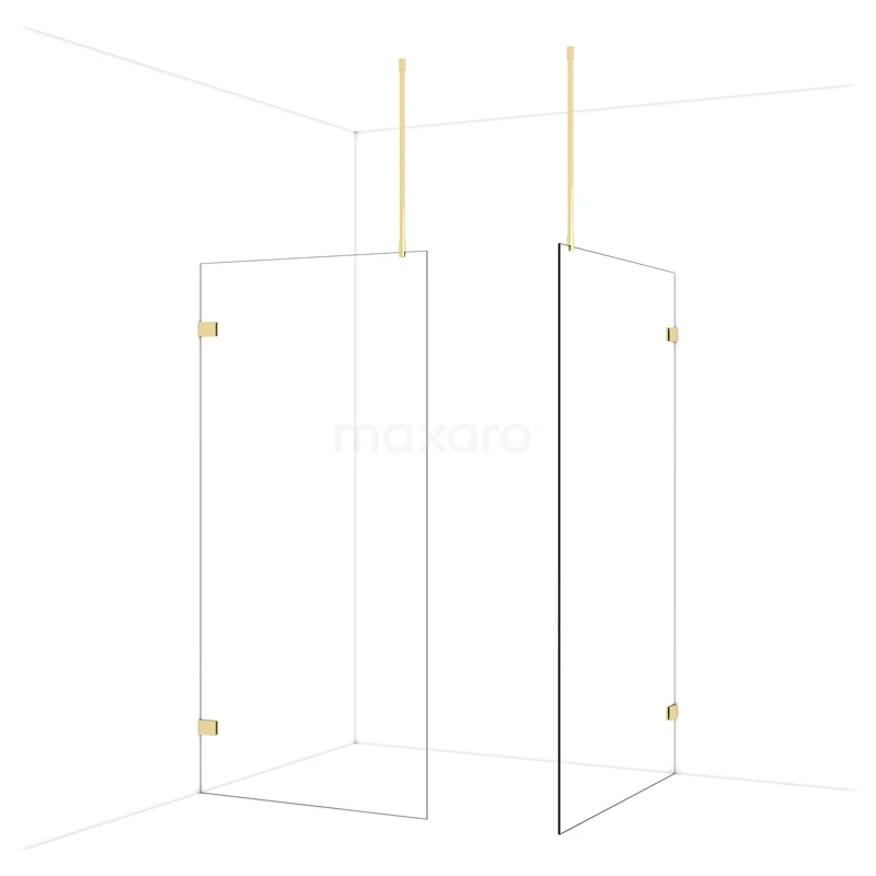 Diamond Inloopdouche | 120x100 cm Glanzend lichtgoud Helder glas 2 vaste wanden IDB1012920GLG Diamond Inloopdouche | 120x100 cm Glanzend lichtgoud Helder glas 2 vaste wanden IDB1012920GLG