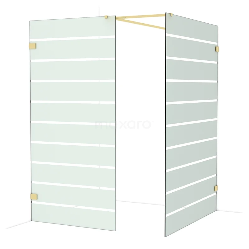 Diamond Walk-in shower | 140x100 cm Glanzend lichtgoud Clear with matt stripes 2 fixed walls IDB1014526GLG Diamond Walk-in shower | 140x100 cm Glanzend lichtgoud Clear with matt stripes 2 fixed walls IDB1014526GLG