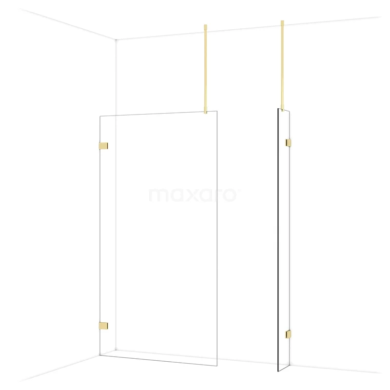 Diamond Walk-in shower | 110x30 cm Glanzend lichtgoud Clear glass 2 fixed walls IDB1103920GLG Diamond Walk-in shower | 110x30 cm Glanzend lichtgoud Clear glass 2 fixed walls IDB1103920GLG