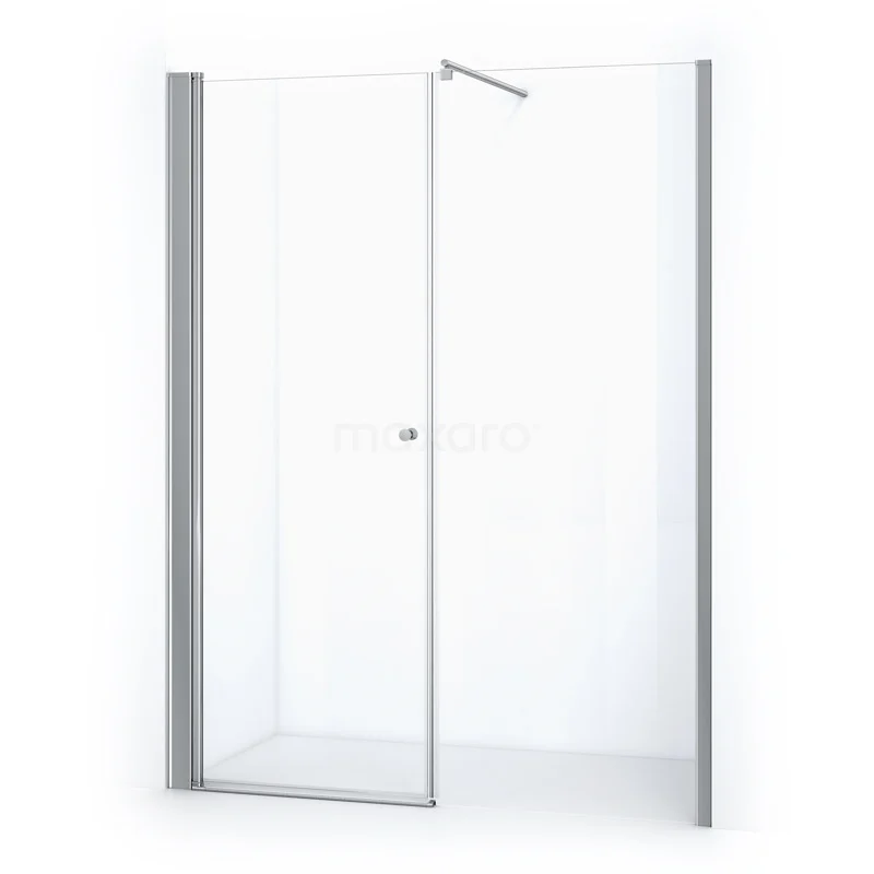 Duschwand Zircon Comfort 160cm aus klarem Sicherheitsglas Chrom DW-0808113 Glas Duschwand mit silberfarbenem Rahmen, Drehtür und Griff, ideal für eine moderne Badezimmergestaltung.