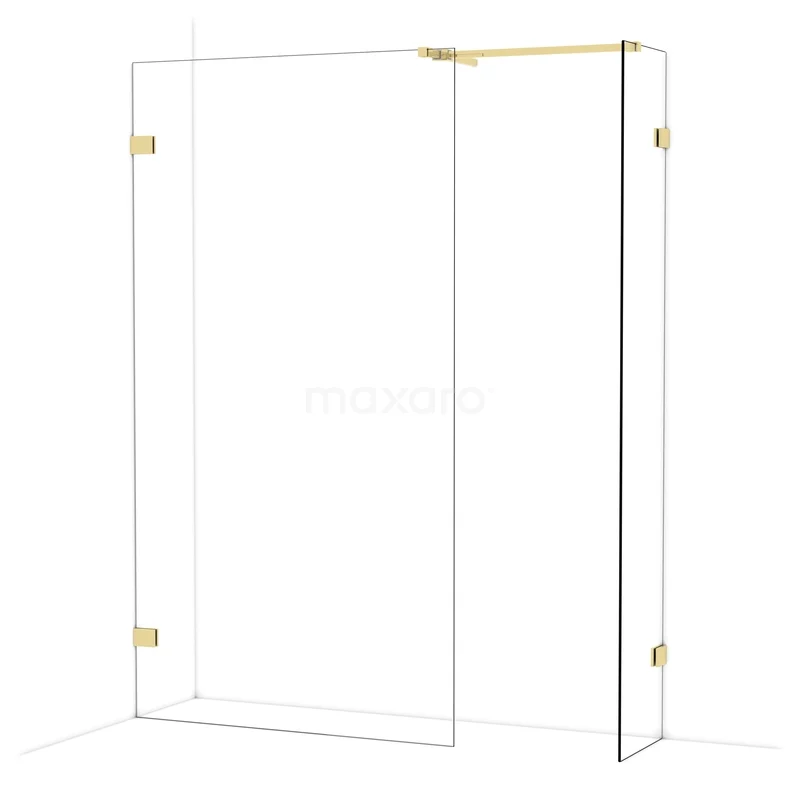 Begehbare Duschen IDB1104520GLG Luxe Glas Duschwand mit goldfarbener Ausführung, ideal für ein stilvolles und modernes Badezimmer.