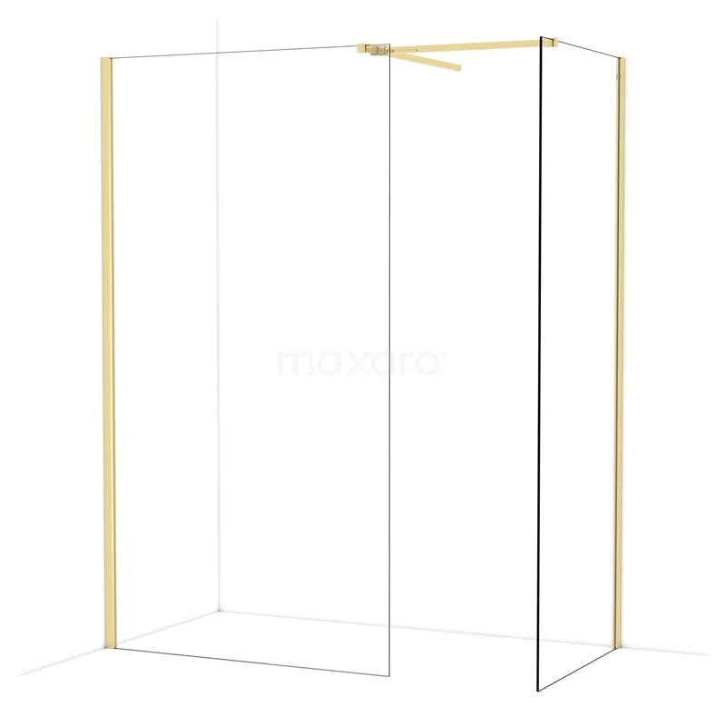 Diamond Inloopdouche | 110x80 cm Glanzend lichtgoud Helder glas 2 vaste wanden IDB1108510GLG Diamond Inloopdouche | 110x80 cm Glanzend lichtgoud Helder glas 2 vaste wanden IDB1108510GLG