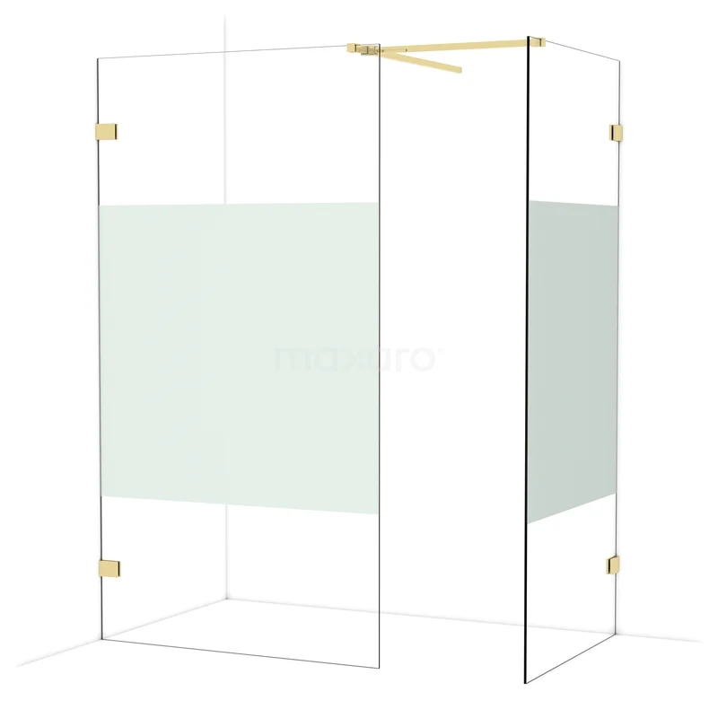 Diamond Walk-in shower | 110x90 cm Glanzend lichtgoud Clear with matt strip 2 fixed walls IDB1109523GLG Diamond Walk-in shower | 110x90 cm Glanzend lichtgoud Clear with matt strip 2 fixed walls IDB1109523GLG