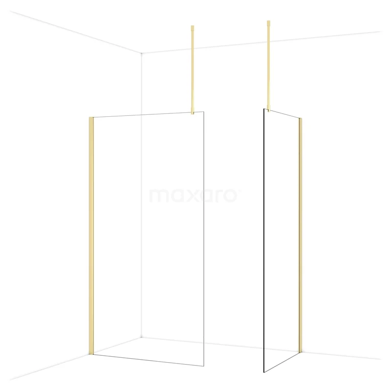 Diamond Walk-in shower | 110x90 cm Glanzend lichtgoud Clear glass 2 fixed walls IDB1109910GLG Diamond Walk-in shower | 110x90 cm Glanzend lichtgoud Clear glass 2 fixed walls IDB1109910GLG