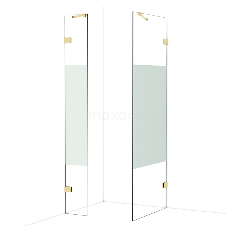 Diamond Walk-in shower | 80x30 cm Glanzend lichtgoud Clear with matt strip 2 fixed walls IDB0308423GLG Diamond Walk-in shower | 80x30 cm Glanzend lichtgoud Clear with matt strip 2 fixed walls IDB0308423GLG
