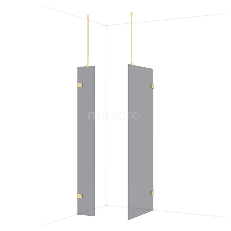 Diamond Inloopdouche | 80x30 cm Glanzend lichtgoud Rookglas 2 vaste wanden IDB0308921GLG Diamond Inloopdouche | 80x30 cm Glanzend lichtgoud Rookglas 2 vaste wanden IDB0308921GLG