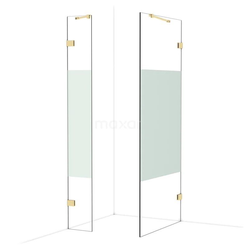 Diamond Walk-in shower | 90x30 cm Glanzend lichtgoud Clear with matt strip 2 fixed walls IDB0309423GLG Diamond Walk-in shower | 90x30 cm Glanzend lichtgoud Clear with matt strip 2 fixed walls IDB0309423GLG
