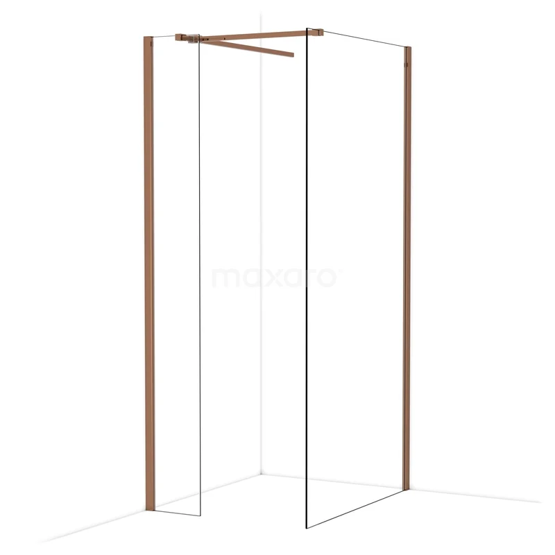 Diamond Inloopdouche | 100x30 cm Glanzend koper Helder glas 2 vaste wanden IDB0310510GKP Diamond Inloopdouche | 100x30 cm Glanzend koper Helder glas 2 vaste wanden IDB0310510GKP