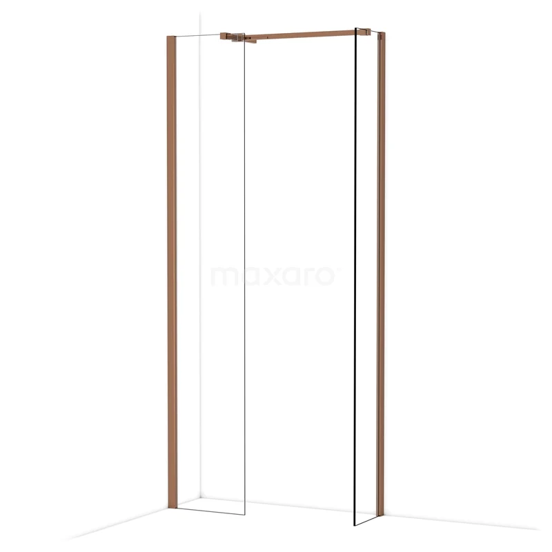 Diamond Inloopdouche | 40x30 cm Glanzend koper Helder glas 2 vaste wanden IDB0403510GKP