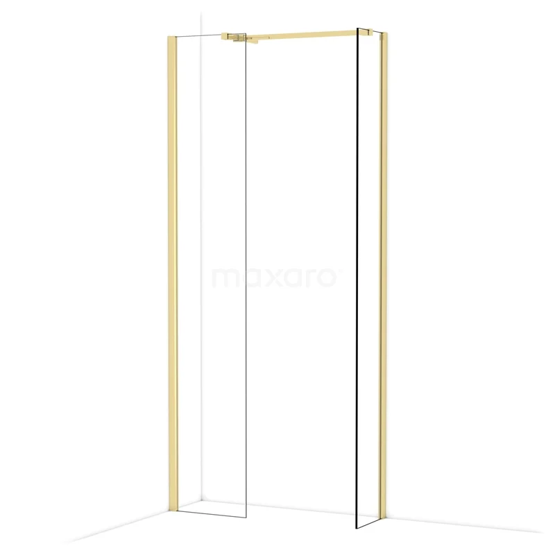 Diamond Inloopdouche | 40x30 cm Glanzend lichtgoud Helder glas 2 vaste wanden IDB0403510GLG