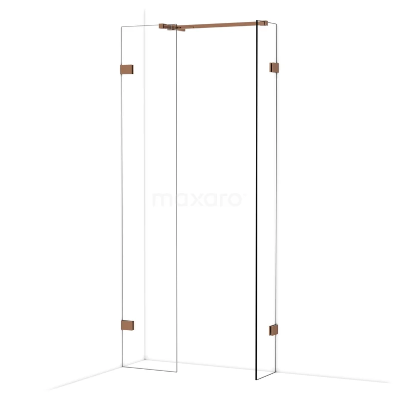 Diamond Inloopdouche | 40x30 cm Glanzend koper Helder glas 2 vaste wanden IDB0403520GKP