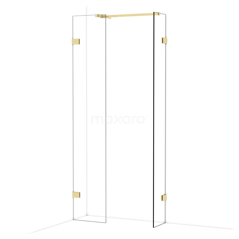 Diamond Inloopdouche | 40x30 cm Glanzend lichtgoud Helder glas 2 vaste wanden IDB0403520GLG