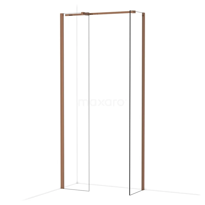 Begehbare Duschen IDB0404310GKP Duschwand mit Ecke, transparentes Glas, kupferfarbener Rahmen, stilvolles Design für moderne Bäder.